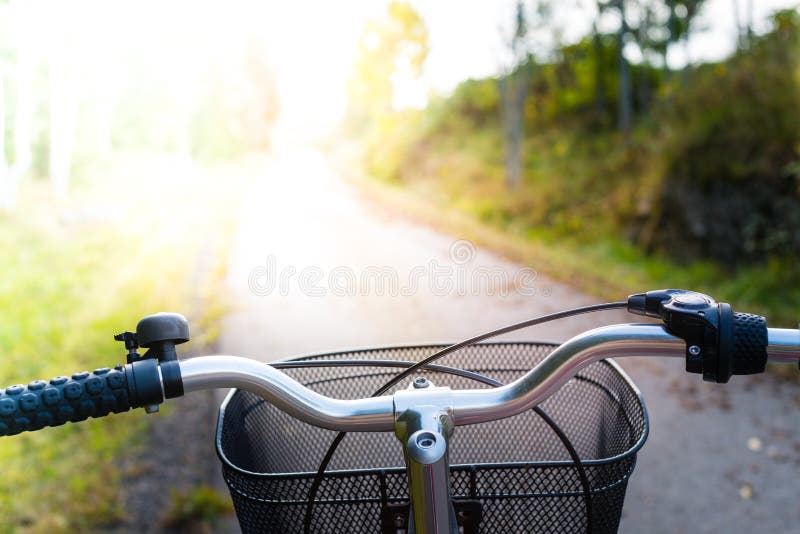 Red Retro Bike on a Cycle Path with Sunlight Stock Photo Image of