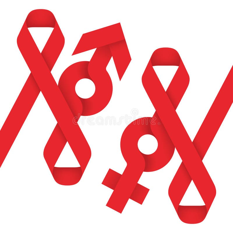 Red Ribbon Aids Hiv And Male Female Sign Icon Illustration Stock Vector Illustration Of Award 