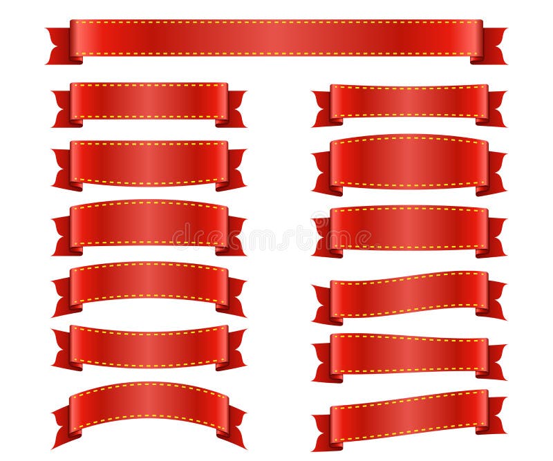 Red Ribbon Banners Set White 1 Stock Illustrations 7 Red Ribbon