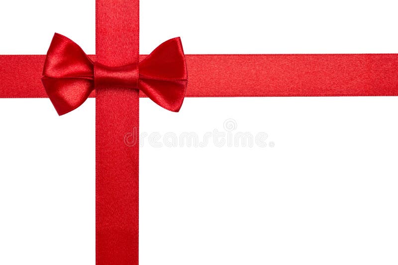 Cross Thin Red Ribbon Bow Isolated Stock Photo 125227343