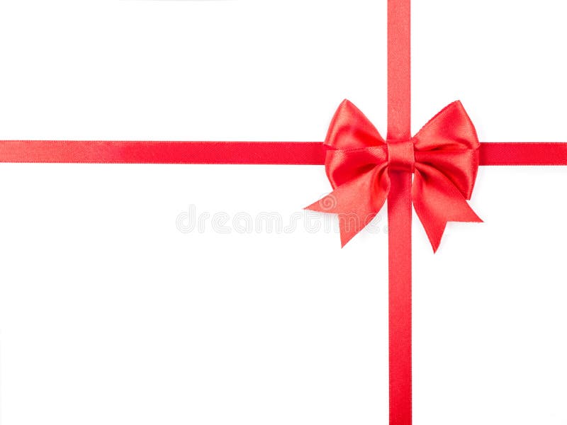 Red Ribbon with Bow for Packaging, Isolated on White Stock Image