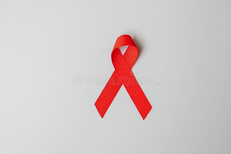 Red Ribbon For Supporting People Living And Illness Healthcare And