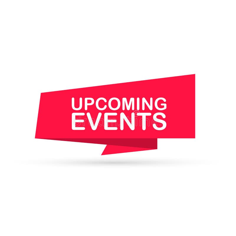 Red ribbon with the text Upcoming Events. Entertainment, education. Vector stock illustration stock illustration