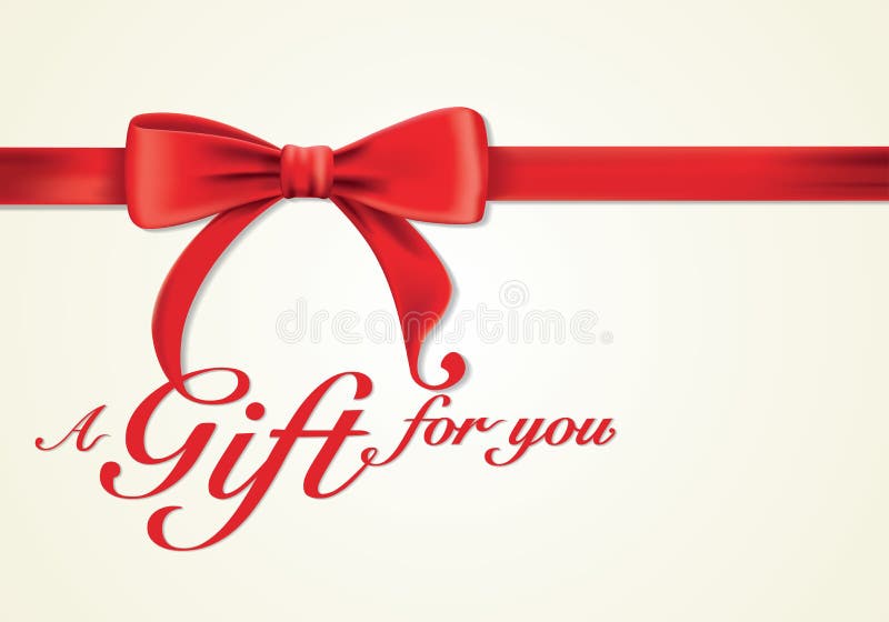 Red Ribbons and Greeting Card, Bows, Gift Box Stock Illustration