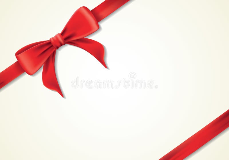 Red Ribbons and Greeting Card, Bows, New Year, Gift Box Stock