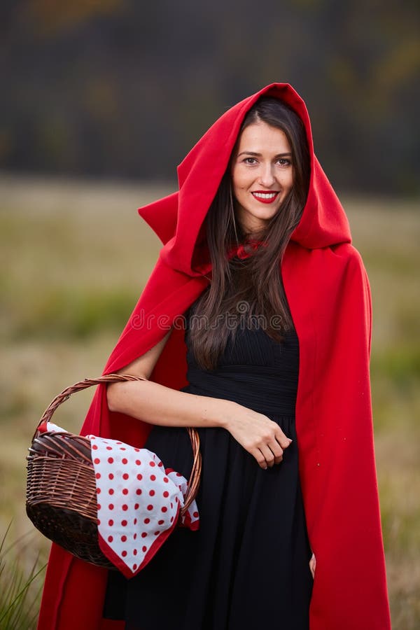 Red Riding Hood Cosplay in the Forest Stock Image - Image of cape ...