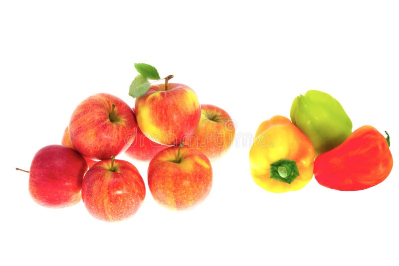 Red Ripe Apples And Sweet Pepper On A White Background Stock Photo Image of fresh, composition