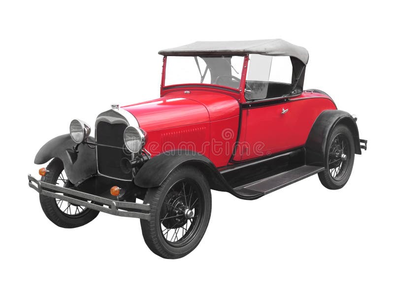 Red roadster car isolated.