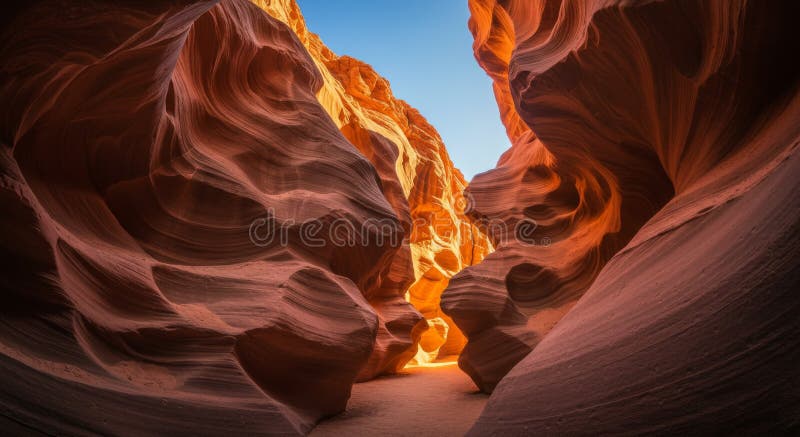 Red Rock Canyon Walls Sunlight Dramatic Desert Landscape stock illustration