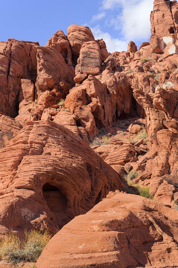 Red rock formations in the Valley of Fire State Park, Nevada, USA stock photo