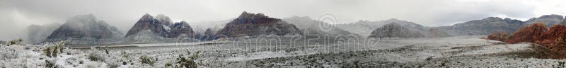 Red rocks winter panorama