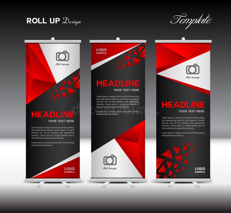 Red Roll Up Banner Template Vector Illustration banner 