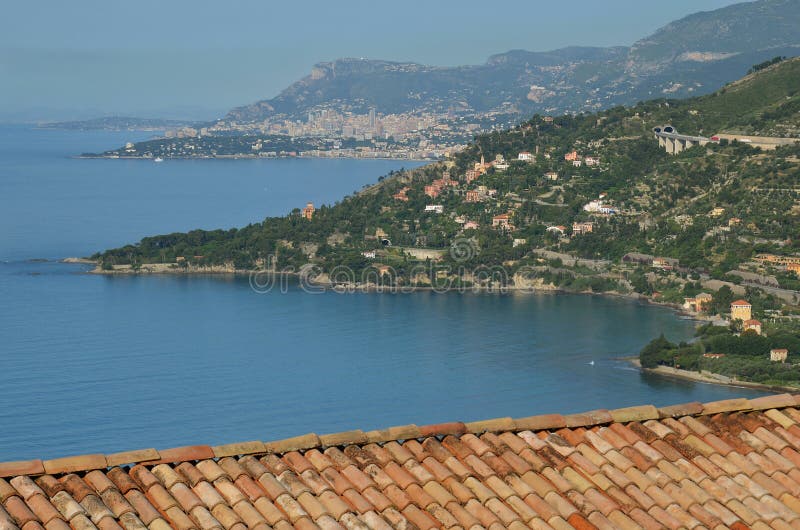 Red Roofed House Overlooking Monaco Stock Image Image of french, city
