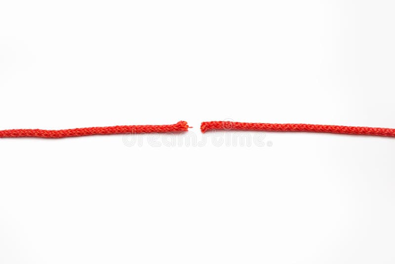 Red Rope Cut into Two Parts on a White Isolated Background Stock Image -  Image of pull, cable: 278243721