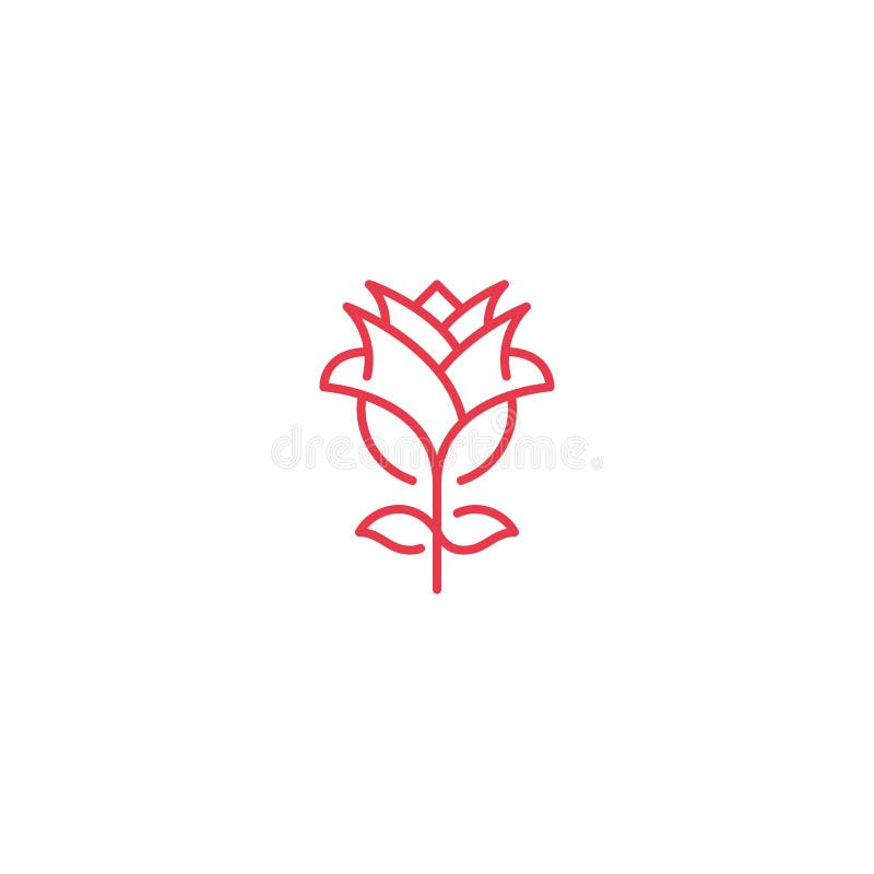 Red rose flower. Vector logo icon template