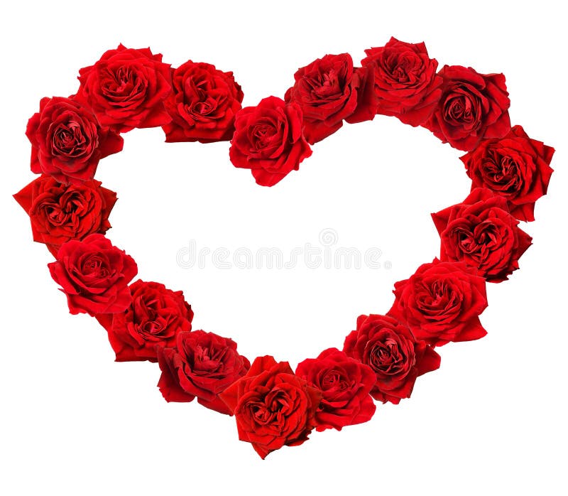 Red Rose Flowers in a Heart Shape Frame Stock Image - Image of ...