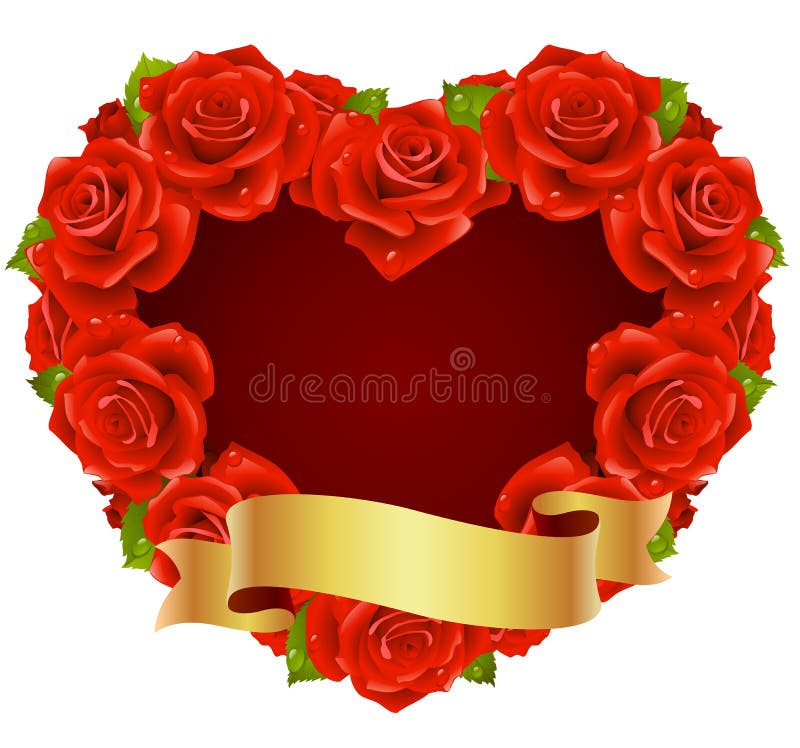 Red Rose Frame in the shape of heart