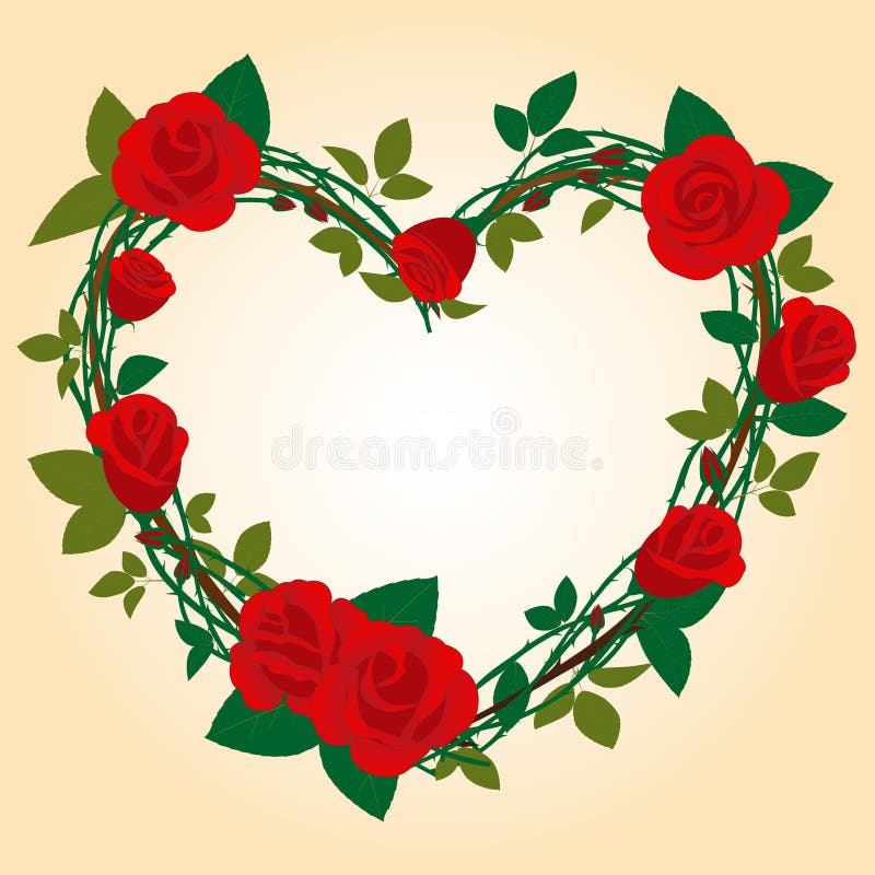 Red rose Frame in the shape of heart