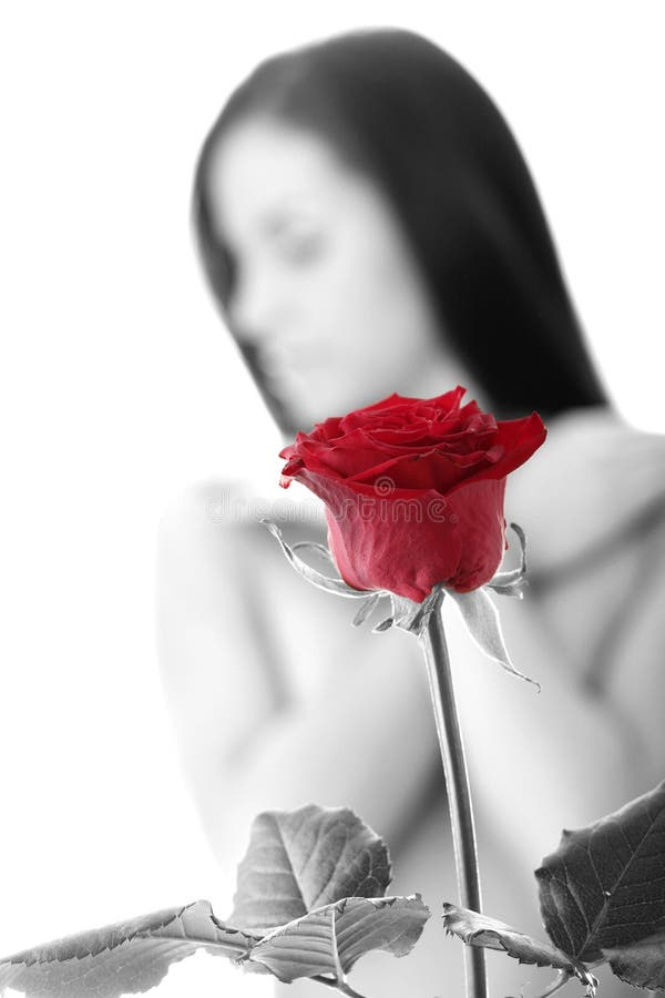 Red rose and girl stock image. Image of passion, petals 11443117