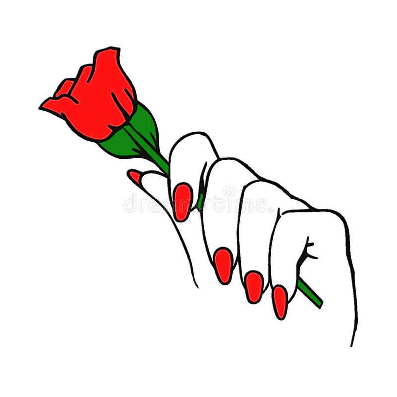 Red Rose in Hand stock illustration. Illustration of valentine 759935