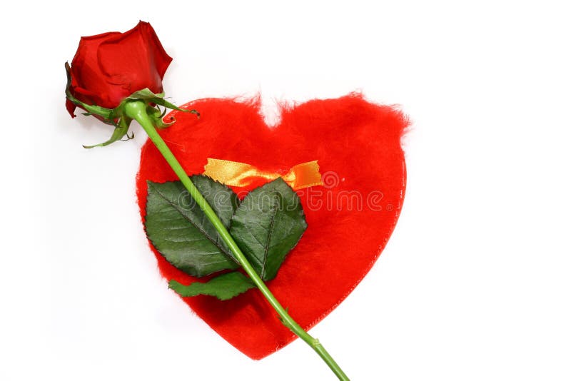 Red rose and heart shape letter