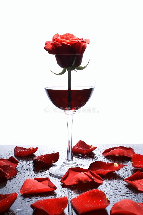 Wine glass with rose stock image. Image of flowers, blossom 1701679