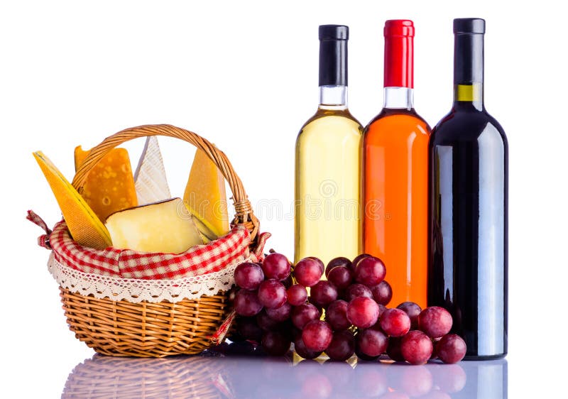 Red, Rose and White Wine with Cheese Stock Photo Image of dairy, rose