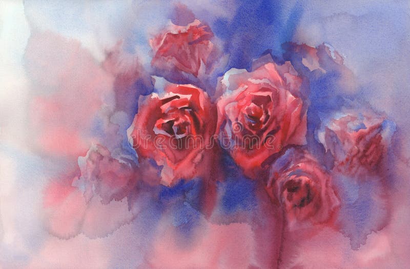 Blue Roses Watercolor Background Stock Illustrations – 6,616 Blue Roses ...