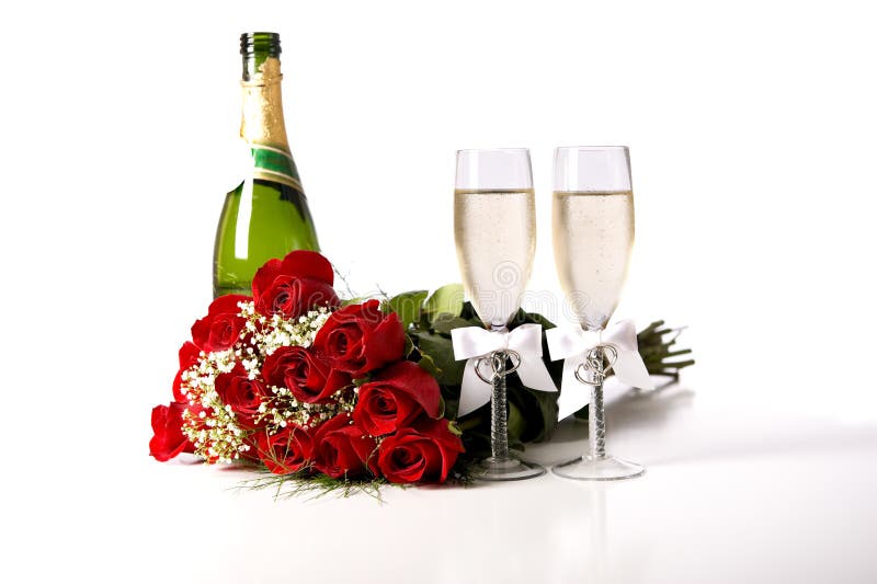 Red Roses and Champagne stock photo. Image of items, space 6710638