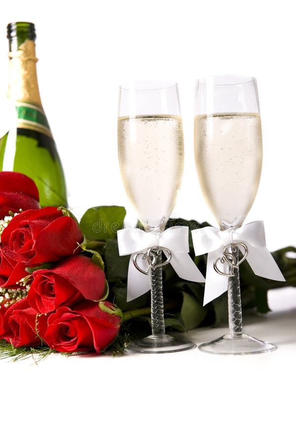 Red Roses and Champagne stock photo. Image of items, space 6710638