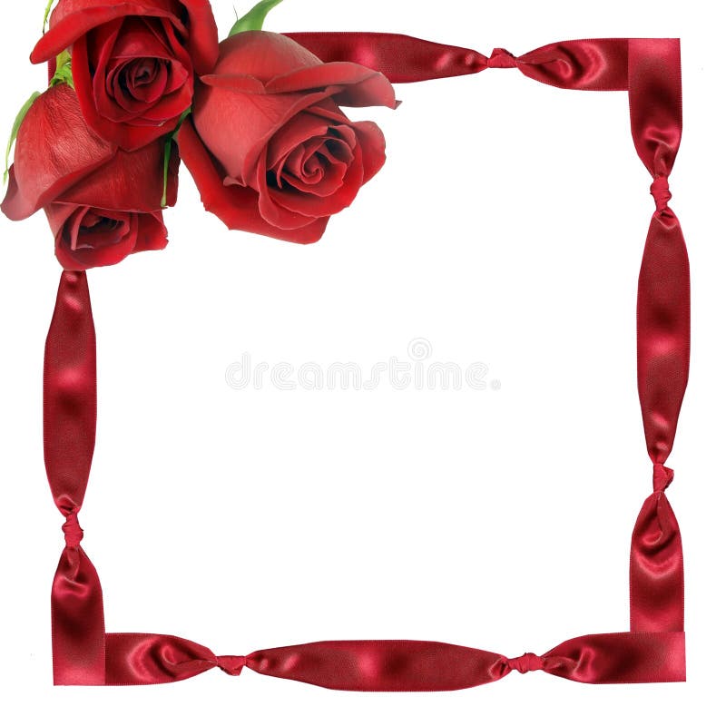 Red roses on framework from a tape with knots