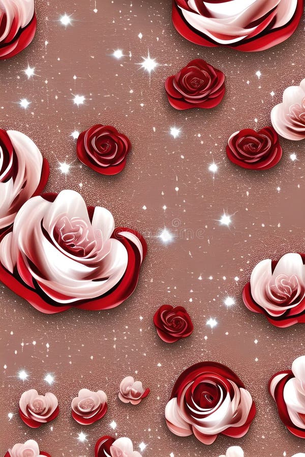 Red Roses Glitter Abstract Background AIGenerated Stock Illustration