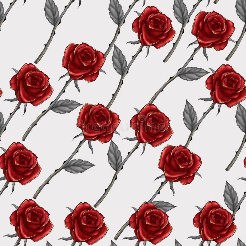 RED ROSES SEAMLESS PATTERN BACKGROUND