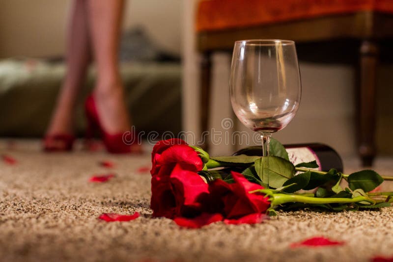 Red Roses And Wine Glass Surprise For Special Some One