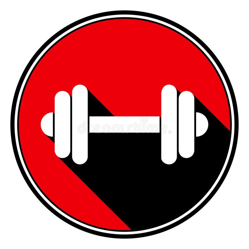 Red Round with Black Shadow - White Dumbbell Icon Stock Vector ...