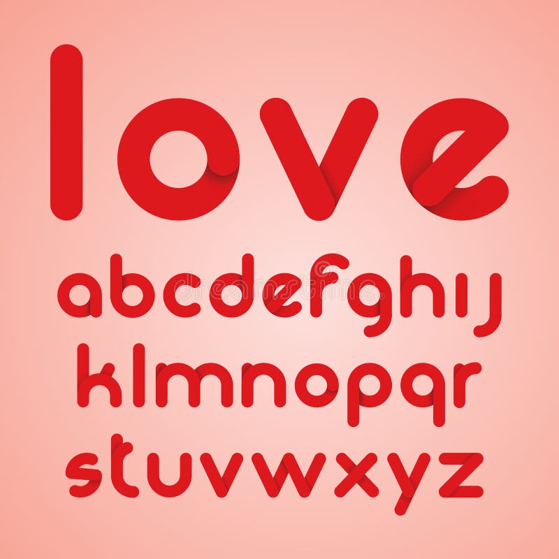 Red round modern letters alphabet