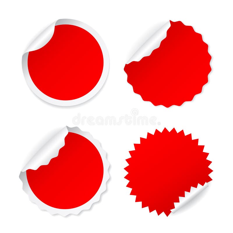 Red Round Sticker Collection Stock Vector - Illustration of corner