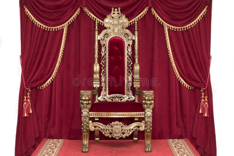 Red Royal Chair on a Background of Red Curtains. Stock Photo - Image of  classic, king: 175402560