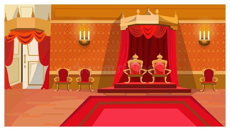 Red Royal Thrones in Palace Vector Illustration Stock Vector