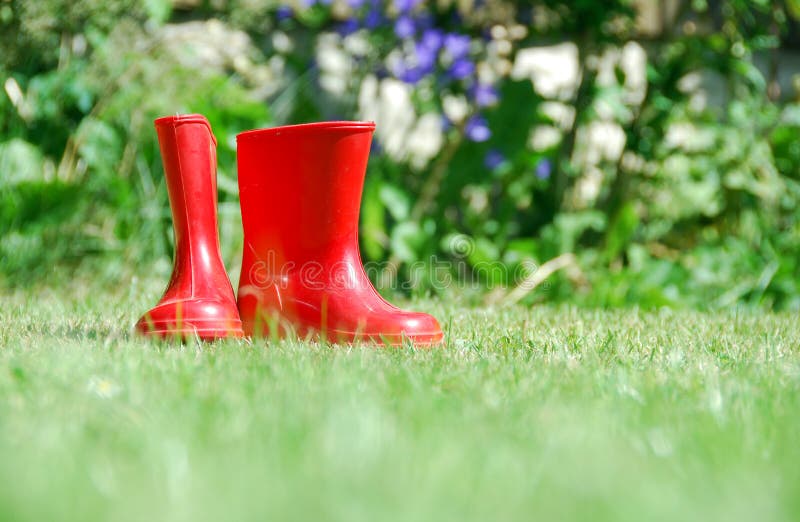 Red rubber boots stock image. Image of child, wellies - 9475087