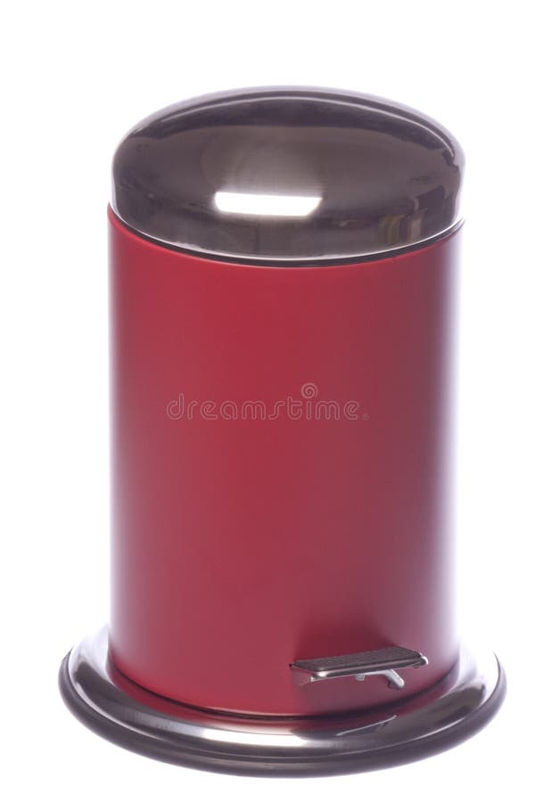 Red Rubbish Bin Isolated stock image. Image of dump, closeup 11981989