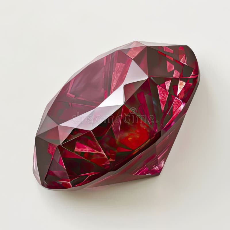 Red ruby gemstone round cut isolat on white bakgrund nära shot royaltyfri fotografi