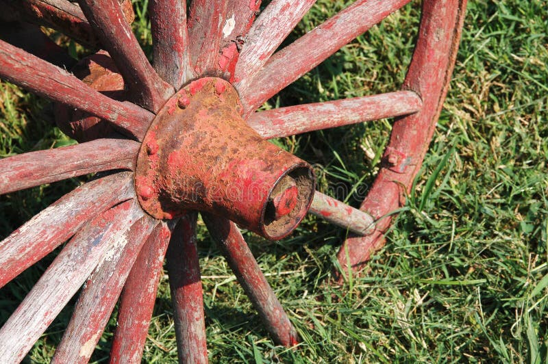 Red rusty wheel