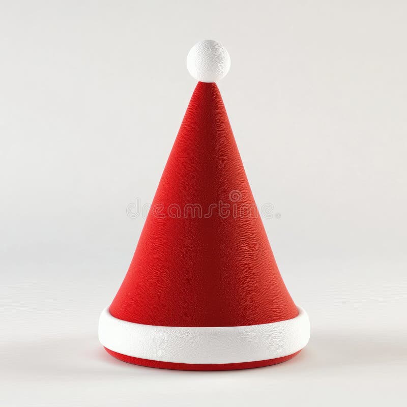 Red Santa Hat Feiertage Dekoration. Klassischer roter Weihnachtshut mit weißem Pelzschnitt, perfekt für Weihnachts- oder Winterfeiern. Ein fröhliches Symbol der Festsaison.