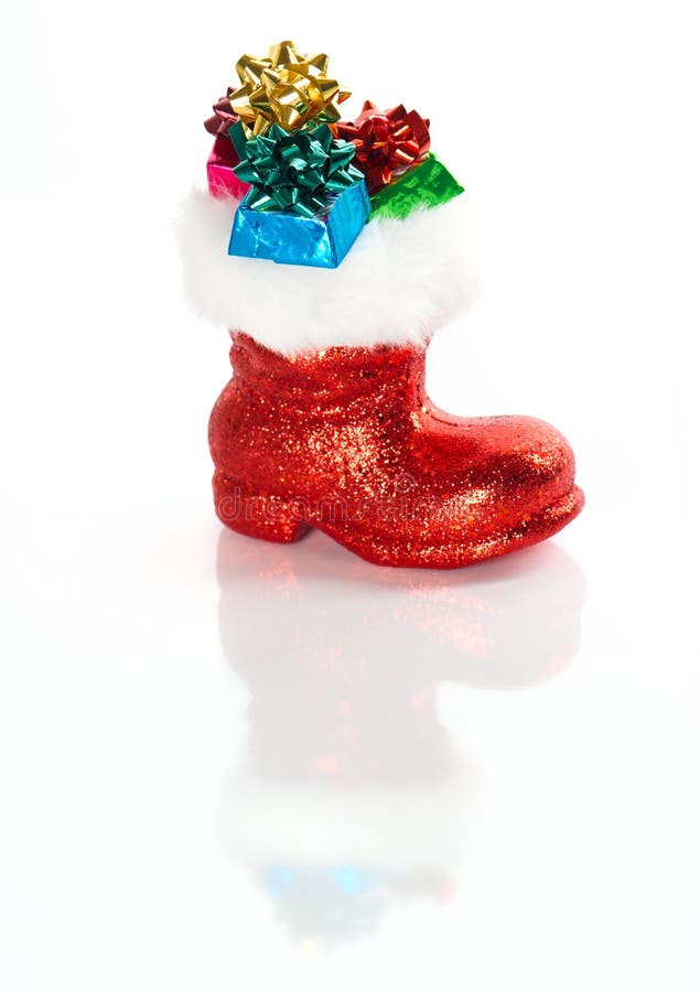 Red Santa's boot stock photo. Image of color, copy, background - 21716408