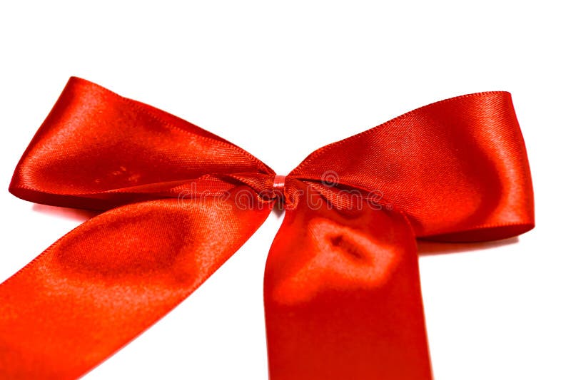 Red Satin Ribbon Bow stock photo