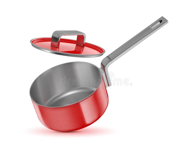Red saucepan with lid stock image. Image of empty, metal 125320369