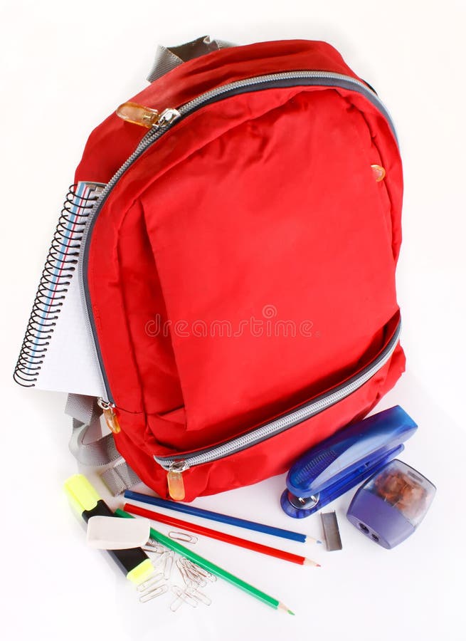 A red school backpack stock photography