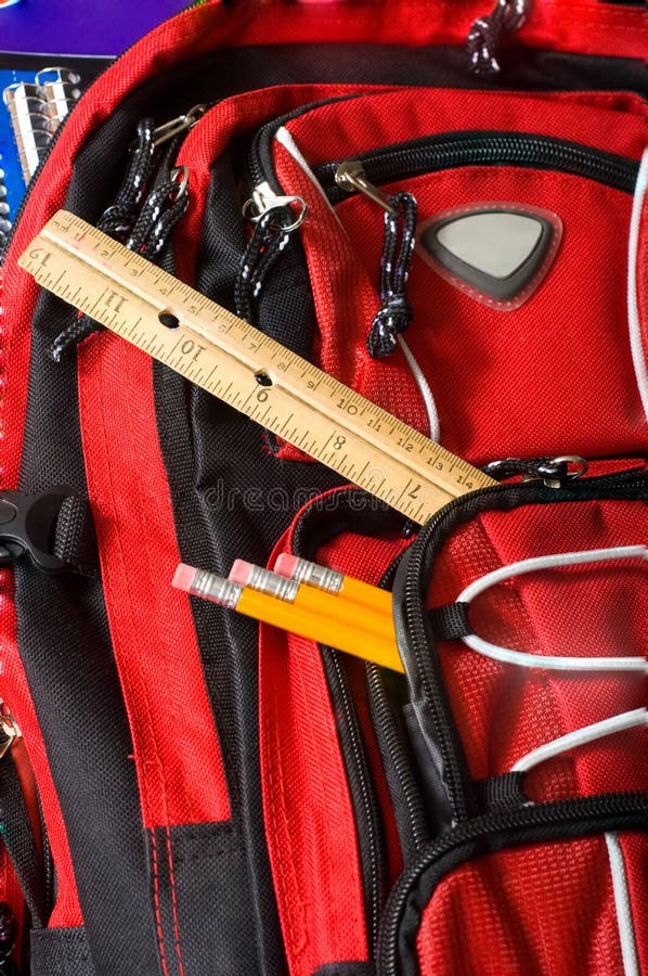 Red School Backpack stock photo