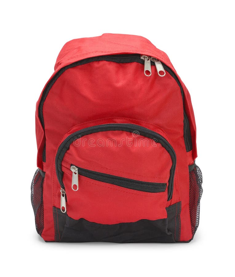 Red School Backpack stock photo. Image of supplies, education 85651854
